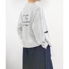 スエット風バックロゴニットカーディガン