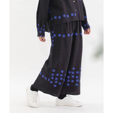 リネンレーヨンパネルドット9分丈パンツ