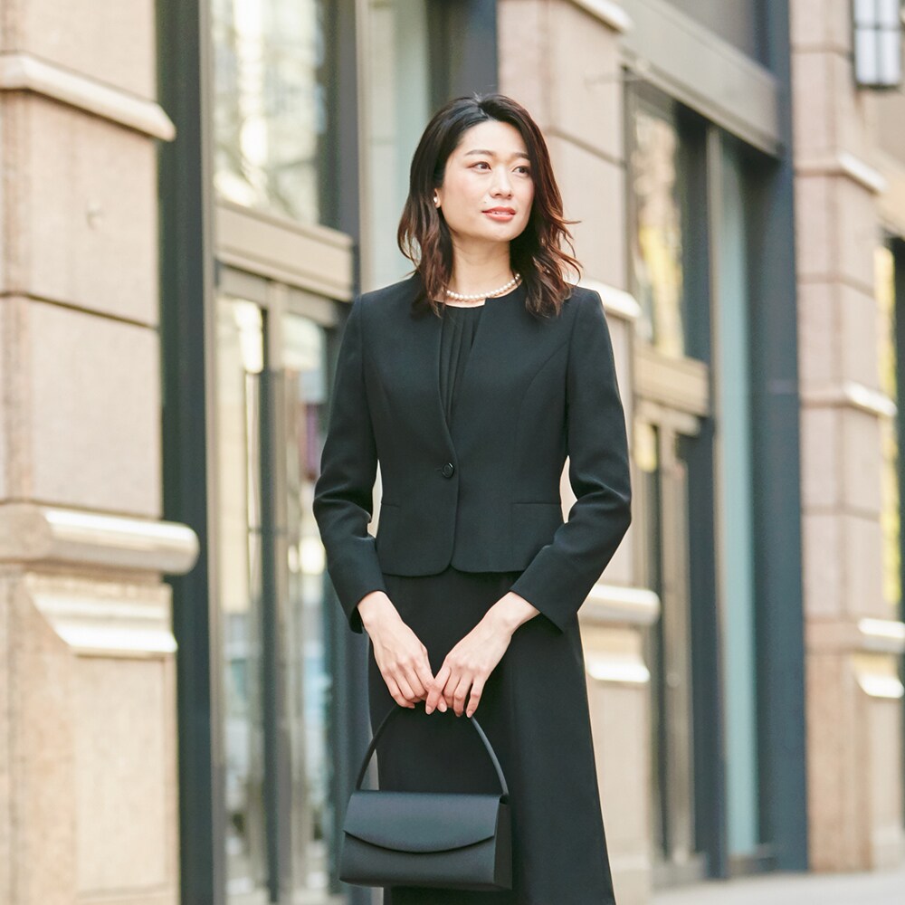 洗える前あきノーカラージャケットセットアップ【喪服・礼服】【卒業(卒園)式・入学(入園)式】