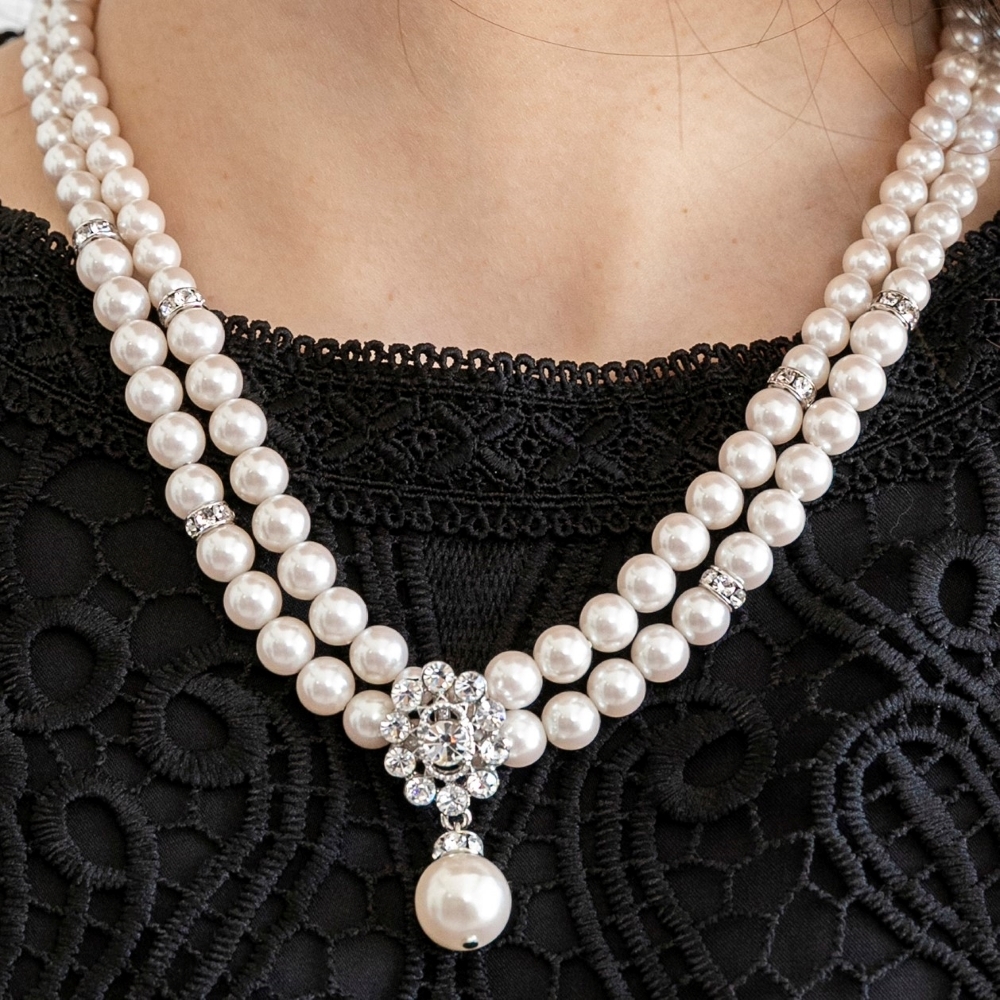 （箱なし）銀座　日新堂　真珠のネックレス　二連