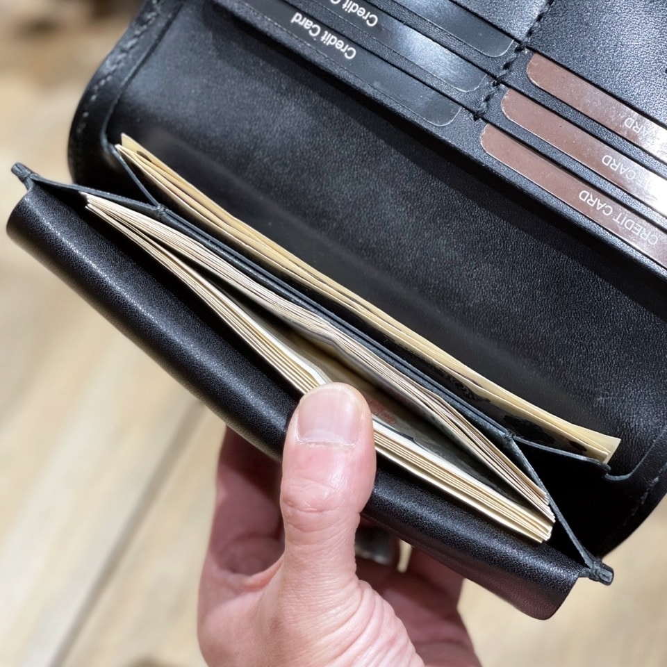 カービングレザー ロングウォレット ／ 牛革 ／ 手縫い ／ 日本製