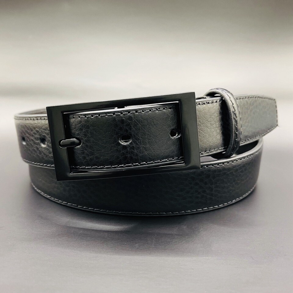 日本製 】 オールブラック レザーベルト / 牛革 / 30mm幅 / シュリンク