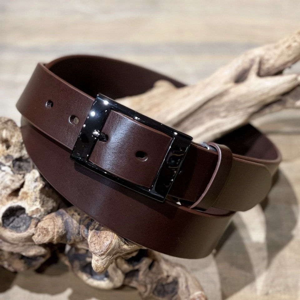 オイルレザー 1枚革 ベルト / 35mm幅 / BKバックル / 牛革 | WH1953