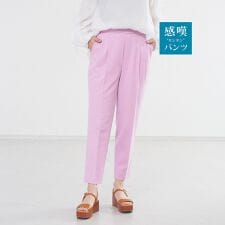 春夏素材【感嘆パンツ】リネン混タックテーパードパンツ