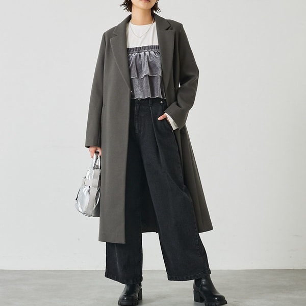 MANTECO ビッグラペルチェックコート | アダムエロペ(ADAM ET