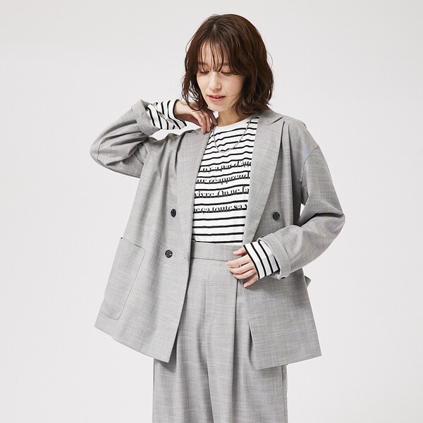 LEE掲載・セットアップ対応】メランジ調ダブルジャケット/リネンライク