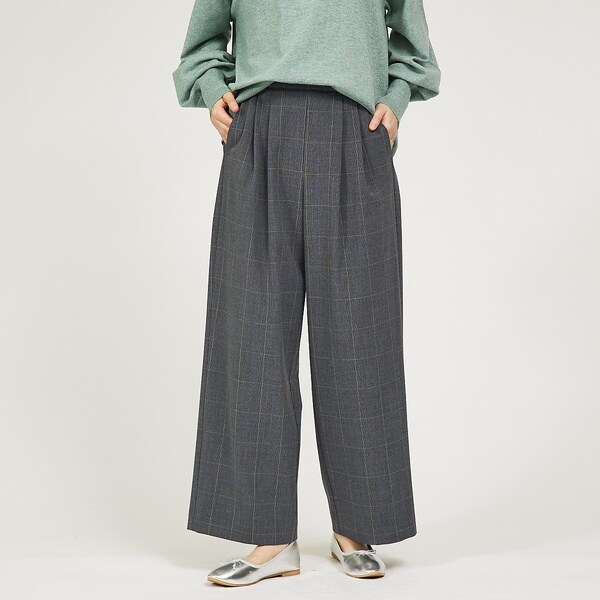 グレンチェックタックワイドパンツ | アバハウス マヴィ(abahouse