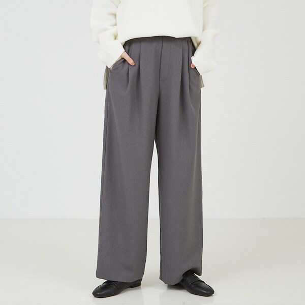 【セットアップ対応】ピンストライプ＆無地タックワイドパンツ