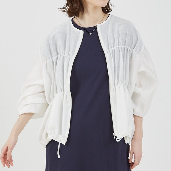 WEB限定】パフスリーブライトジップブルゾン | アダムエロペ