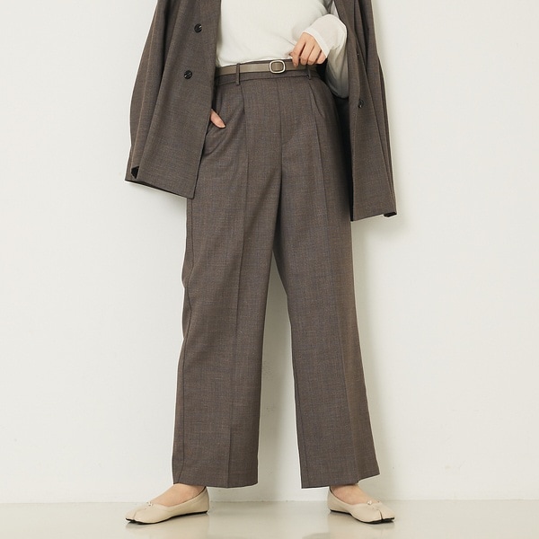 45R チェック柄　リネンタックワイドパンツ　ロングキュロット　サイズ2 45R チェック柄 リネンタックワイドパンツ ロングキュロット サイズ2