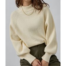 片畦モックネックプルオーバー