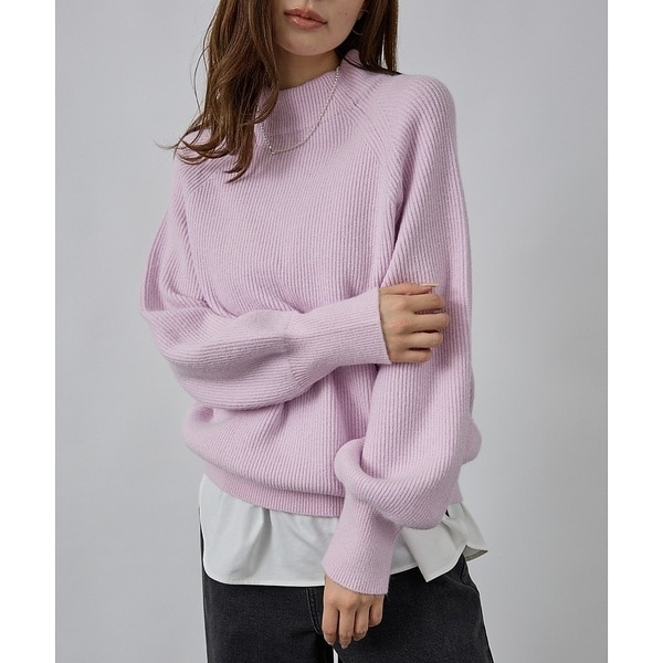 片畦モックネックプルオーバー