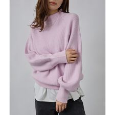 片畦モックネックプルオーバー