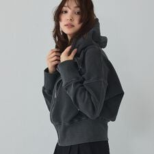 【裏毛】ピグメントショートジップパーカー/ヴィンテージ風/長袖/スウェット/春服