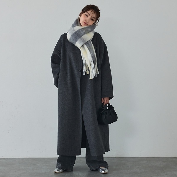 美品♪ アルアバイル リバーシブル ボア ノーカラーロングコート リバーシブルノーカラーボアコート | アルアバイル(allureville