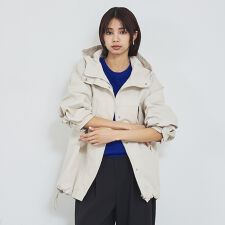 【ミドル丈】フーデッドブルゾン/春服/マウンテンパーカー/通勤/織り