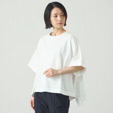 【接触冷感/抗菌防臭/白化軽減】スクエアパタ－ンオーバーカットソー