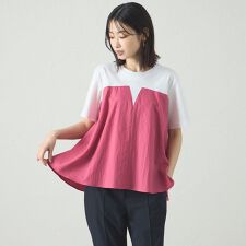 【1枚で着映える】異素材コンビカットソー