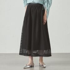 【セットアップ対応/オンでもオフでも活躍】メッシュフレアスカート