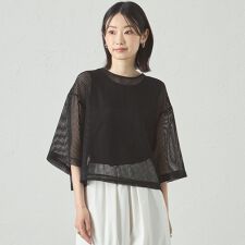 【セットアップ対応/オンでもオフでも活躍】メッシュクロップドトップス