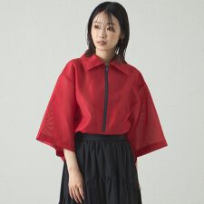 【接触冷感】オーガンジージップアップトップス