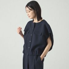 【UV効果/着用シワ軽減/セットアップ対応】ラウンドフォルムジレ