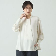 【着回し抜群】アシンメトリーボウタイブラウス