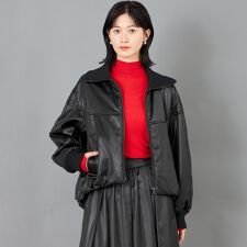 【CAST COLON】レザーライクサテンブルゾン