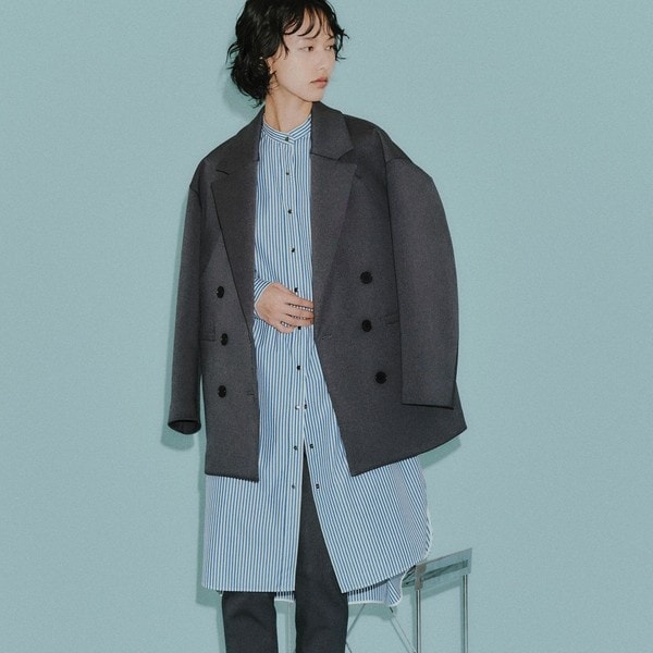 CAST:キャストコロン ライトブルー ピーコート オーバーサイズ 中古・古着通販】CAST: (キャストコロン) LISAメルトンライトコート