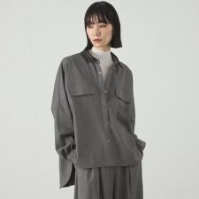 【セットアップ対応】オーバーサイズフラノブラウス