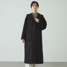 フードロングウールコート