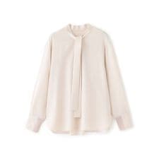 【着用しわ軽減/吸水速乾】ボウタイブラウス