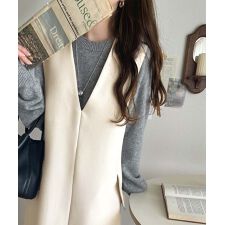 上品リラクシーstyle。ポケット付Vネックワンピース