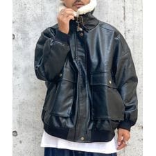 《Javaジャバコラボ》異素材MIXで周りと差がつく。襟ボアレザージャケット