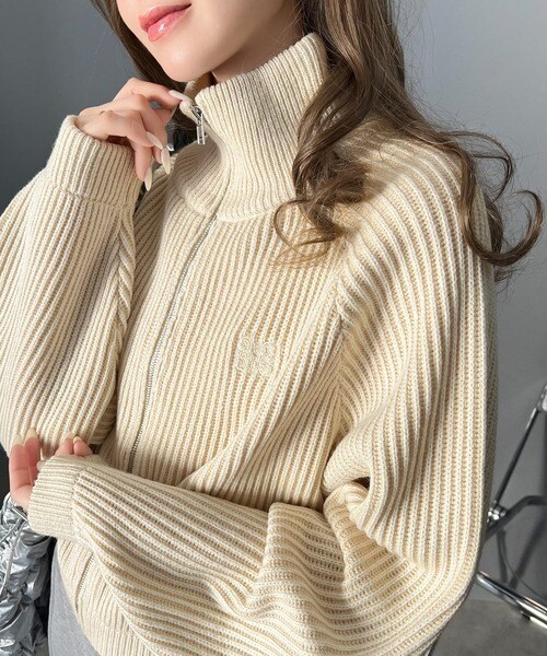 23区 フード付きリブ編み新作タグ付 23区 フード付きリブ編みロングコート グレー ノーボタン ウール