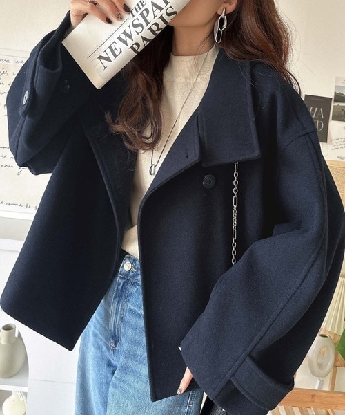 Yori ステンカラーショートコート　スプリングコート　コート　ジャケット　38 Yori ステンカラーショートコートスプリングコートコート