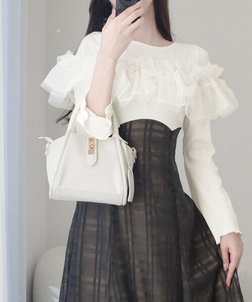 mily bilet】大人の女性にぴったり！チュールフリルデザインドッキング