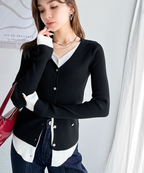 【mily bilet】冬の定番でアレンジ万能♪ノルディック柄ダブルジップニットカーディガン(長袖) mily bilet】冬の定番でアレンジ万能♪ノルディック柄ダブル