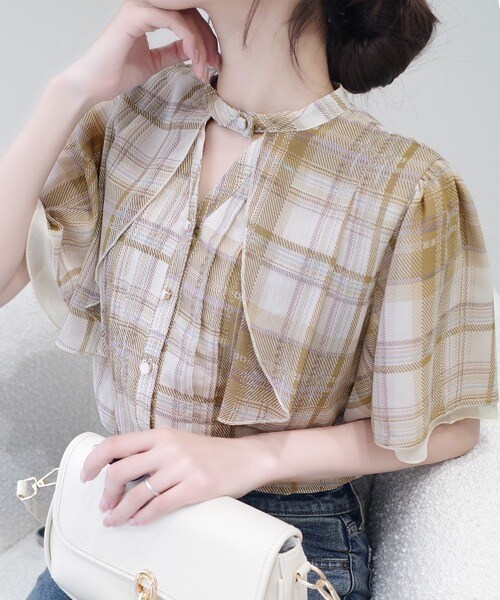 Couture Brooch / クチュールブローチ 【大人フェミニン・華奢見え・通勤】フロントフリルシャツ 大人フェミニン・華奢見え・通勤】フロントフリルシャツ