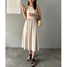 【接触冷感】選べる2丈！美ラインノースリーブワンピース（UVカット 防シワ機能付き ）