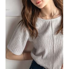 抜け感が大人の魅力♪前後2wayバックオープンジャガードトップス（半袖）