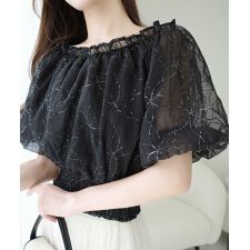【mily bilet】さらなる魅力をプラス。オフショル2WAY花柄コード刺繍バックリボンブラウス