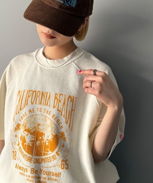 SHIPS any別注】THE KNiTS: ロゴ ドルマン ショート スウェット