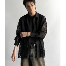 クラシカルエルフ(Classical Elf)の洗練された大人カジュアル。レースオーバーサイズシャツブラウス（長袖）