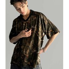 《JaVaジャバコラボ》ラインストーン使い総柄ゲーム半袖Tシャツ