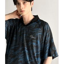 《JaVaジャバコラボ》ラインストーン使い総柄ゲーム半袖Tシャツ