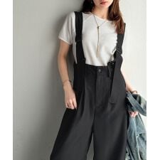 《sayo×クラシカルエルフコラボ》旬顔の太ベルト。タック入りハイウエストツイルサロペット | クラシカルエルフ