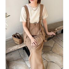 クラシカルエルフ(Classical Elf)の《sayo×クラシカルエルフコラボ》旬顔の太ベルト。タック入りハイウエストツイルサロペット