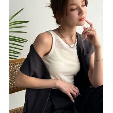 大人お洒落はさりげなくきらめくラメ◎ラメ入りアメスリテレコタンクトップ | クラシカルエルフ(Classical Elf)