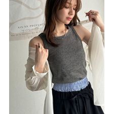 大人お洒落はさりげなくきらめくラメ◎ラメ入りアメスリテレコタンクトップ | クラシカルエルフ(Classical Elf)